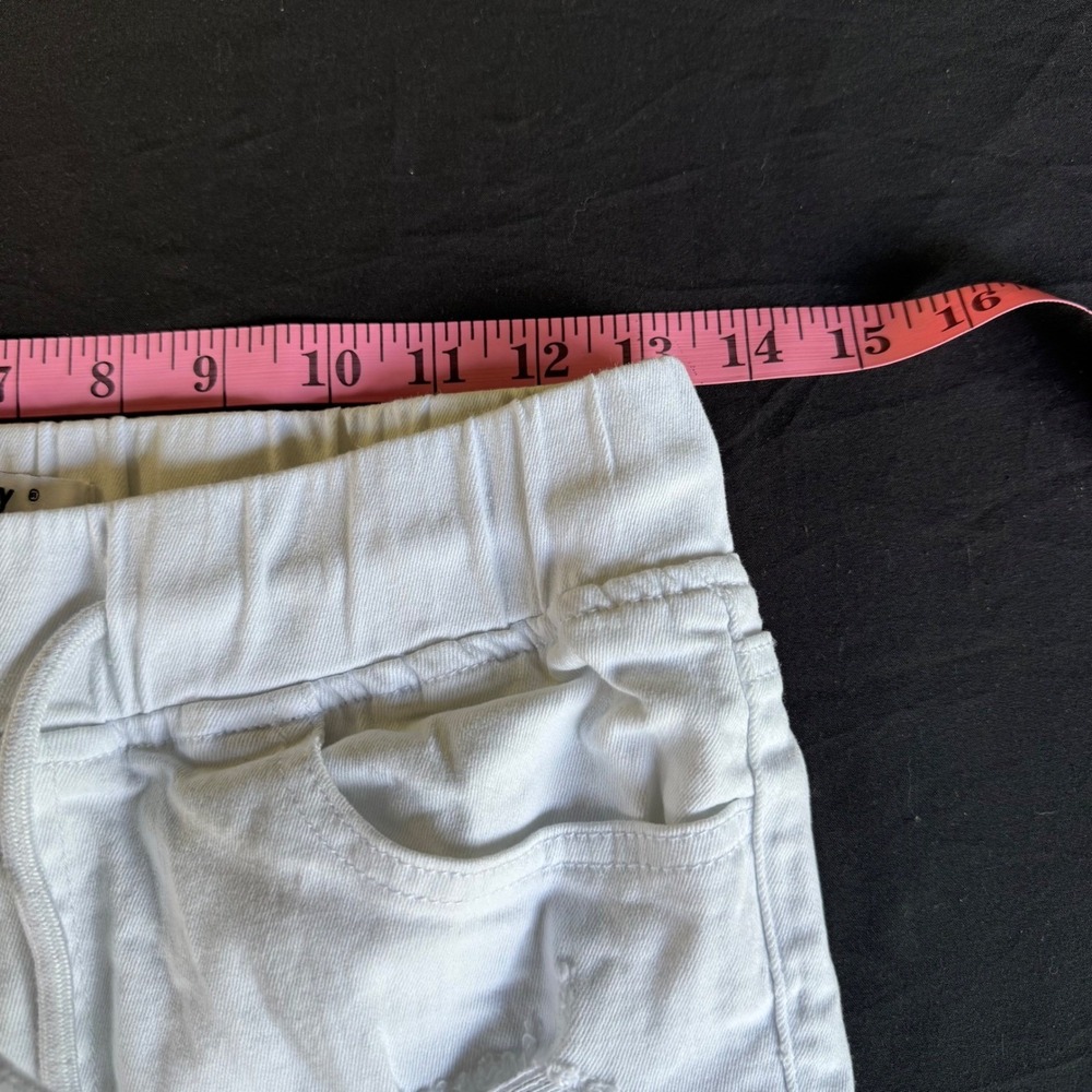 Blue Savvy Womens White Distressed Denim Shorts Elastic Drawstring Waist 7/28 - Picture 5 of 8